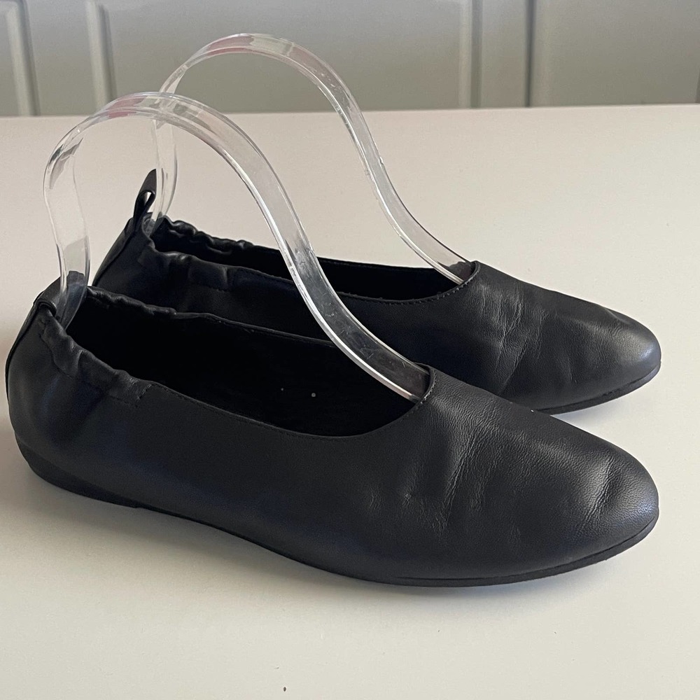 Eillen Fisher Leather Vero Cuoio black ballet cushion wedge flats size 6.5